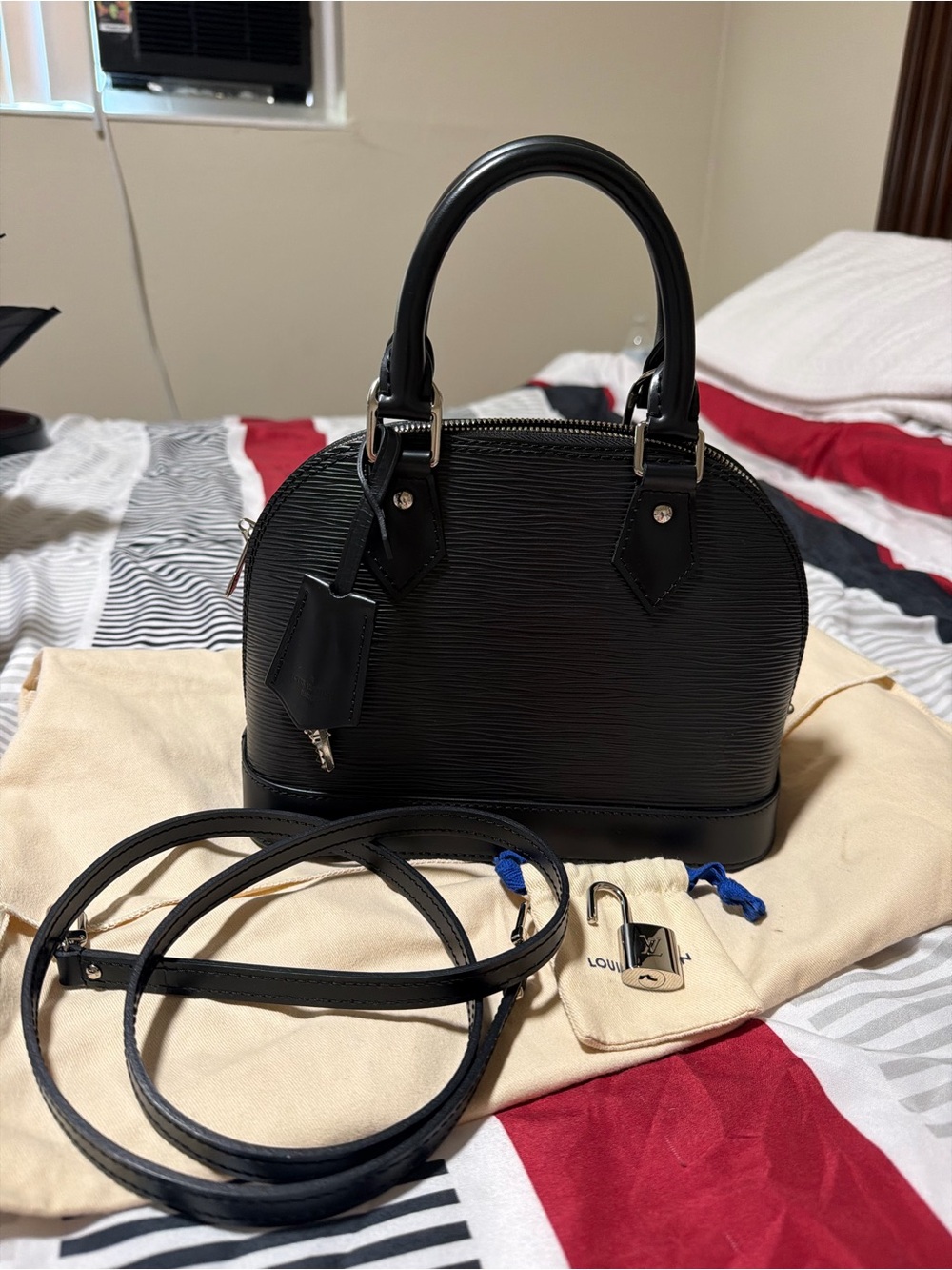 Louis Vuitton Black Epi Alma BB Satchel